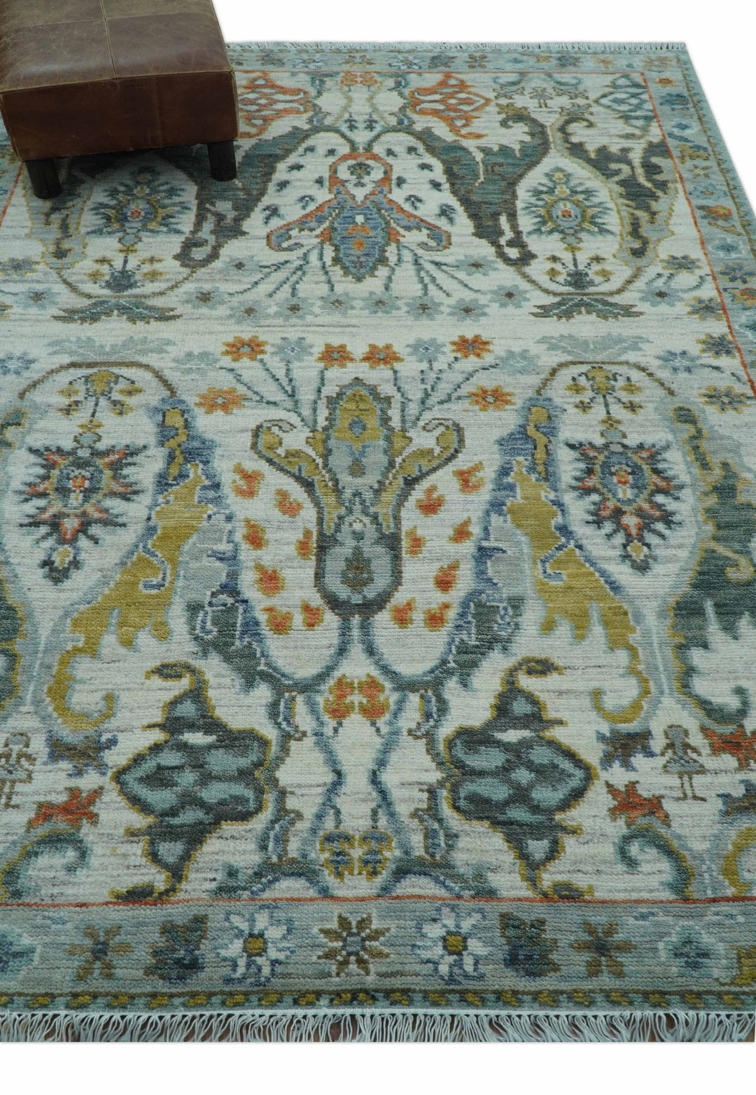 Dragon Custom Made Traditional Design Gray And Ivory Hand Knotted Wool Rug - The Rug Decor