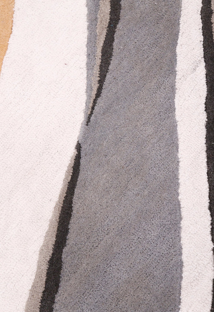 Drifted Ribbon Gray Hand Tufted 5x8 Wool Area Rug - The Rug Decor