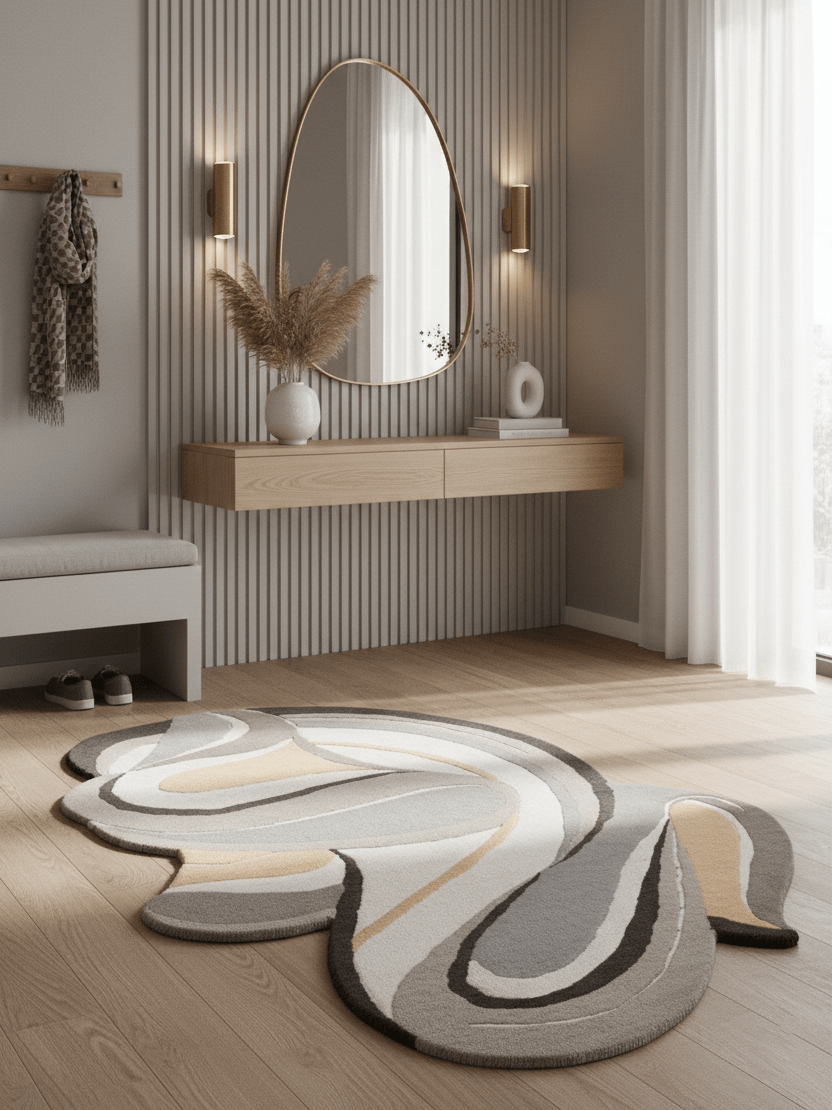 Drifted Ribbon Gray Hand Tufted 5x8 Wool Area Rug - The Rug Decor