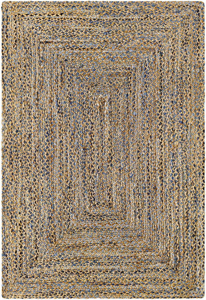 Druce Contemporary Brown And Blue Hand Loom Jute Rug - The Rug Decor