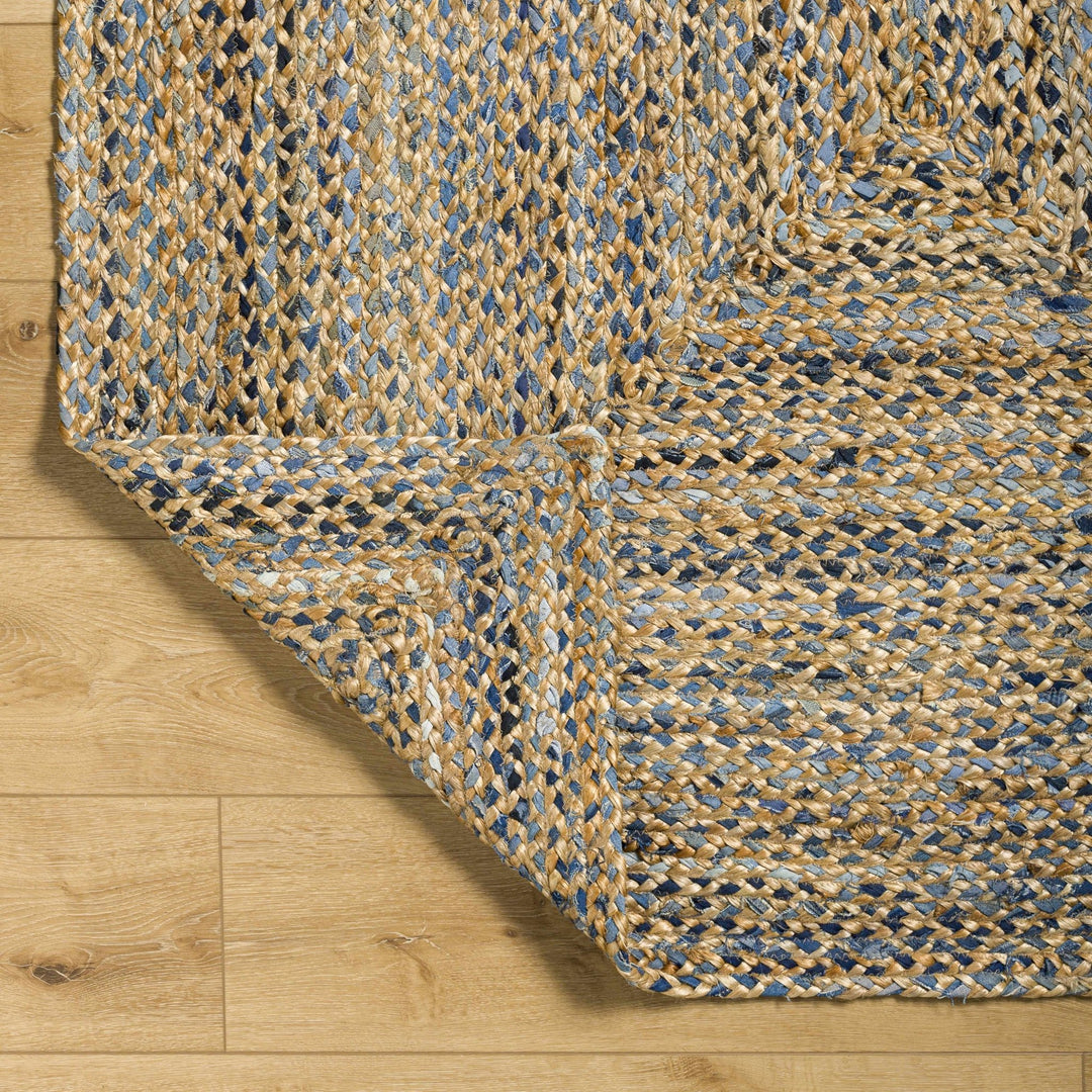 Druce Contemporary Brown And Blue Hand Loom Jute Rug - The Rug Decor