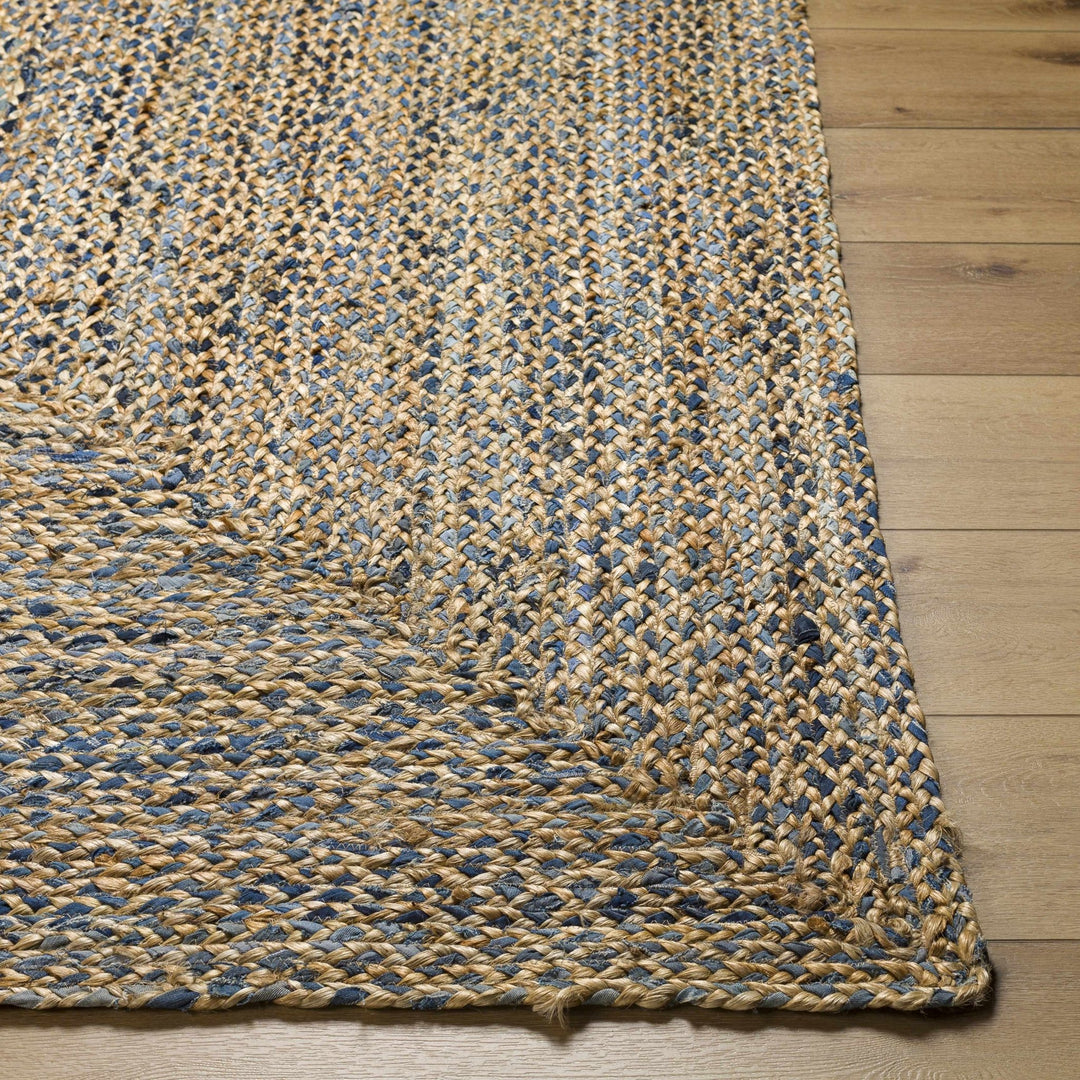 Druce Contemporary Brown And Blue Hand Loom Jute Rug - The Rug Decor