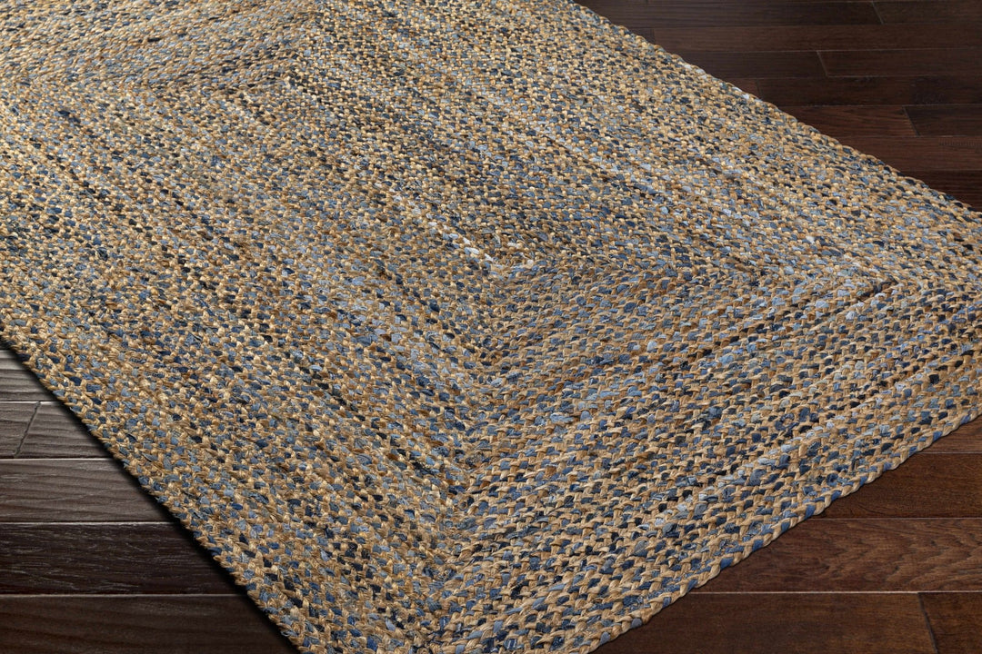 Druce Contemporary Brown And Blue Hand Loom Jute Rug - The Rug Decor