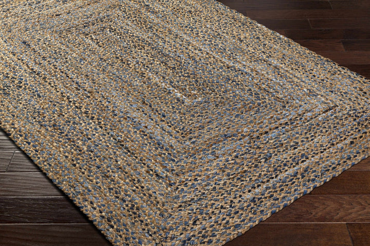 Druce Contemporary Brown And Blue Hand Loom Jute Rug - The Rug Decor