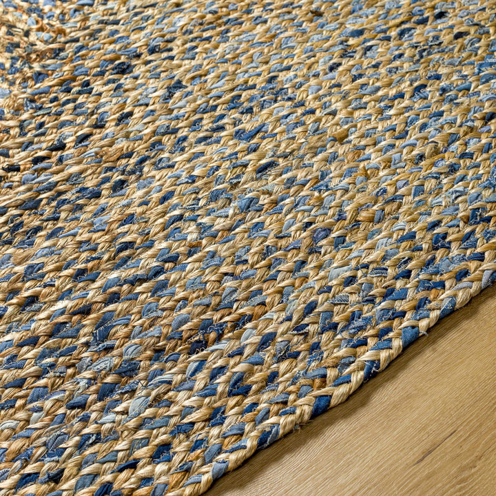 Druce Contemporary Brown And Blue Hand Loom Jute Rug - The Rug Decor