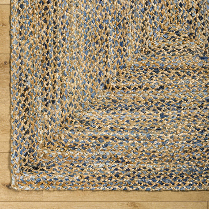 Druce Contemporary Brown And Blue Hand Loom Jute Rug - The Rug Decor