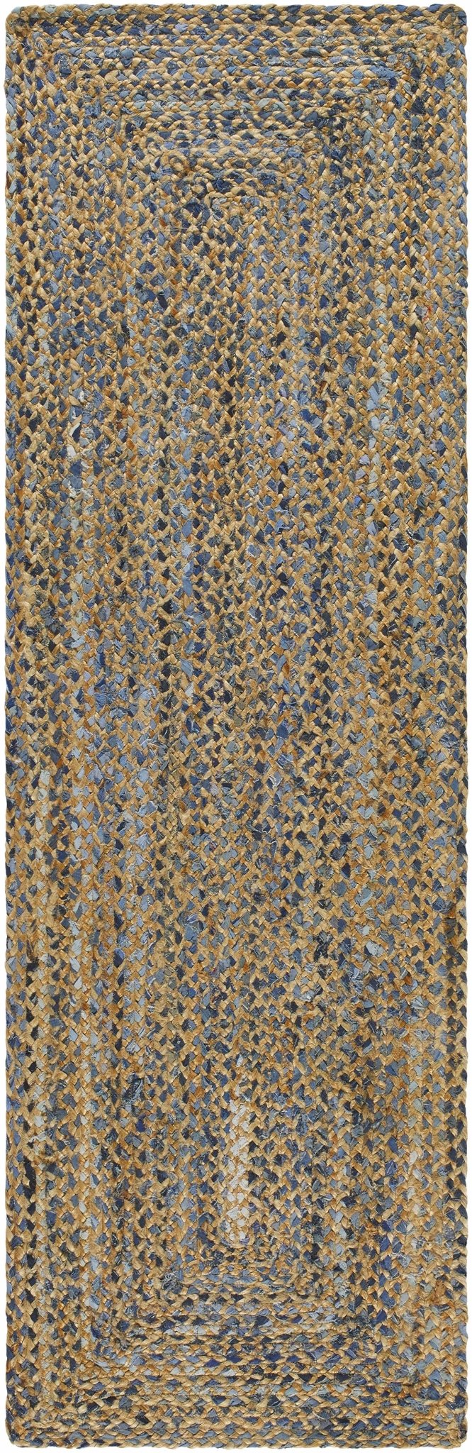 Druce Contemporary Brown And Blue Hand Loom Jute Rug - The Rug Decor