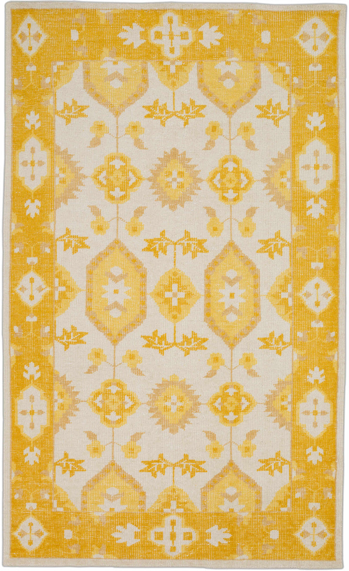 Drytown Traditional Style Mustard And Ivory Area Rug