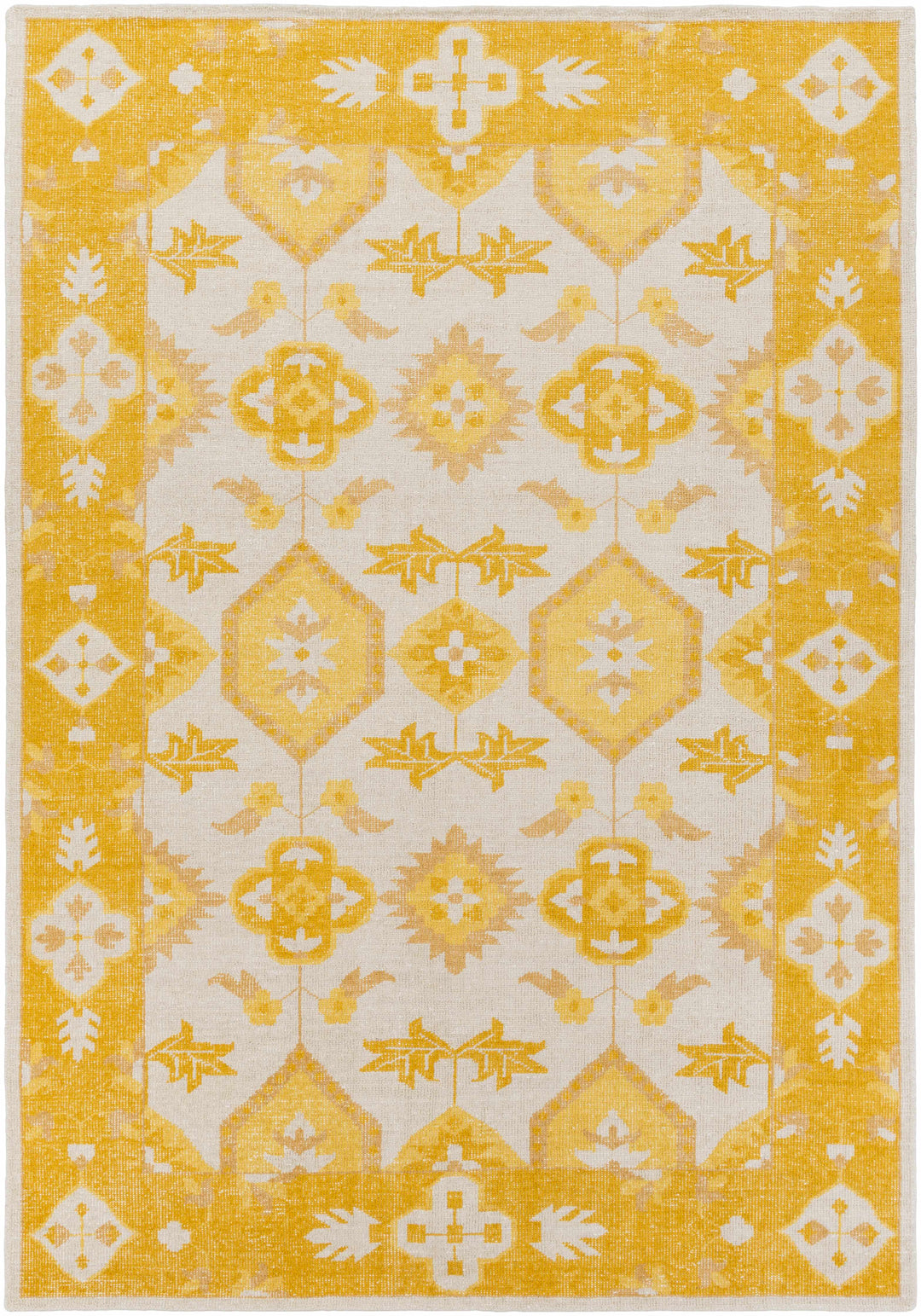 Drytown Traditional Style Mustard And Ivory Area Rug