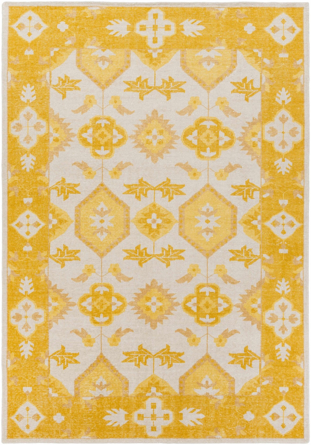 Drytown Traditional Style Mustard And Ivory Area Rug - The Rug Decor