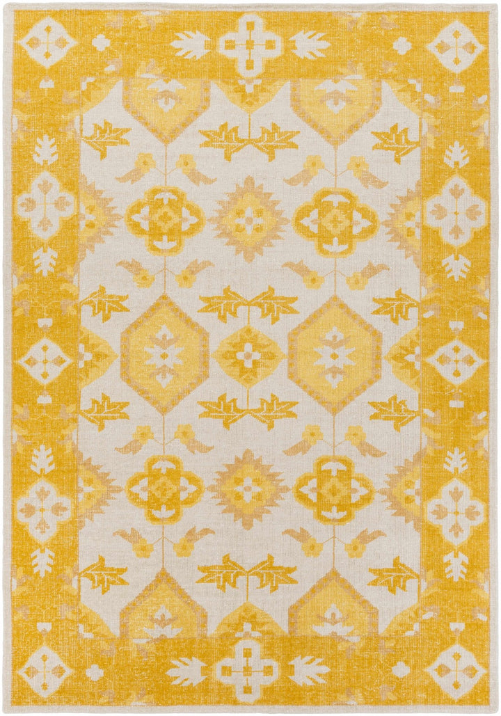 Drytown Traditional Style Mustard And Ivory Area Rug - The Rug Decor