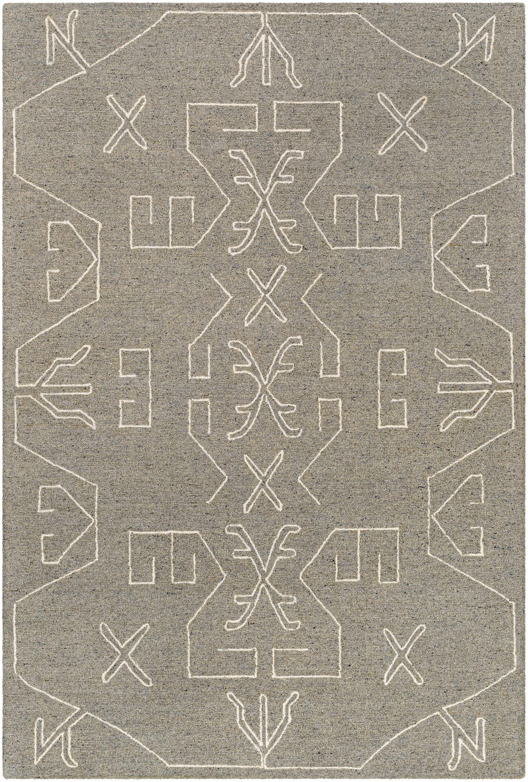Duard Modern Style Gray Hand Tufted Wool Area Rug