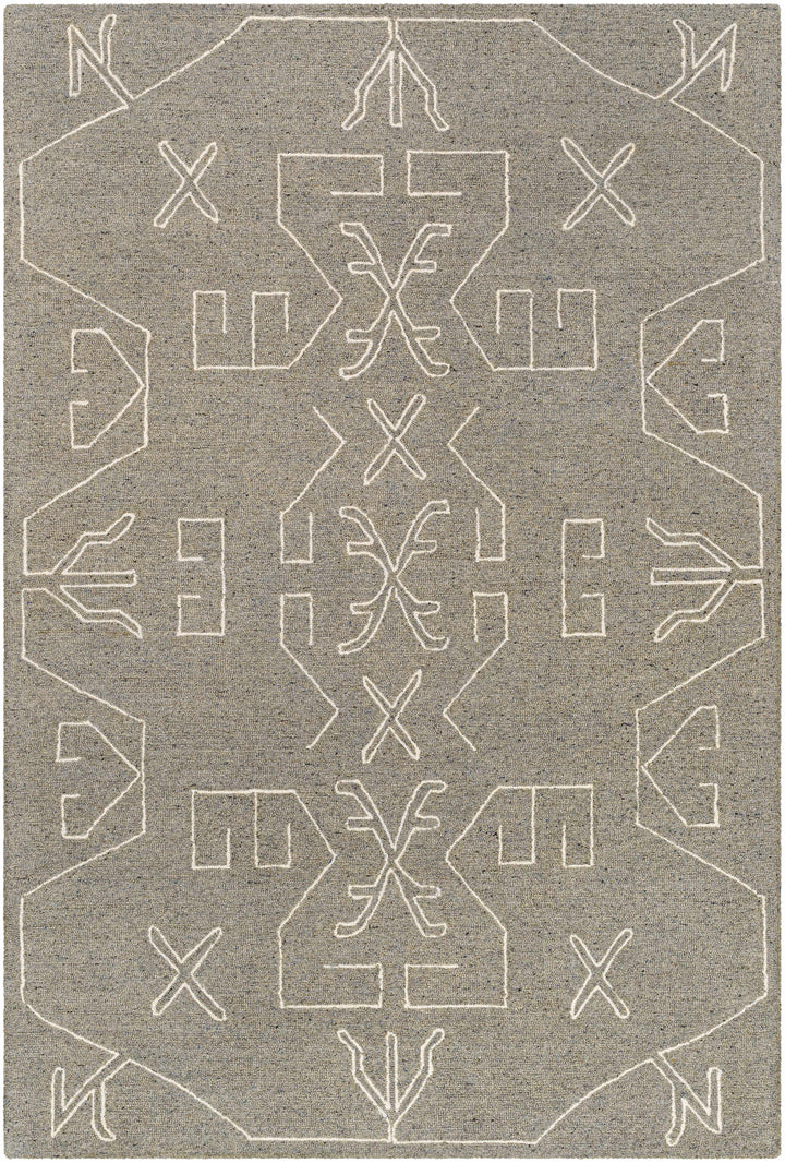 Duard Modern Style Gray Hand Tufted Wool Area Rug
