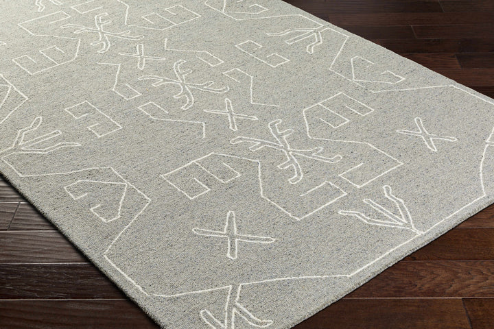 Duard Modern Style Gray Hand Tufted Wool Area Rug