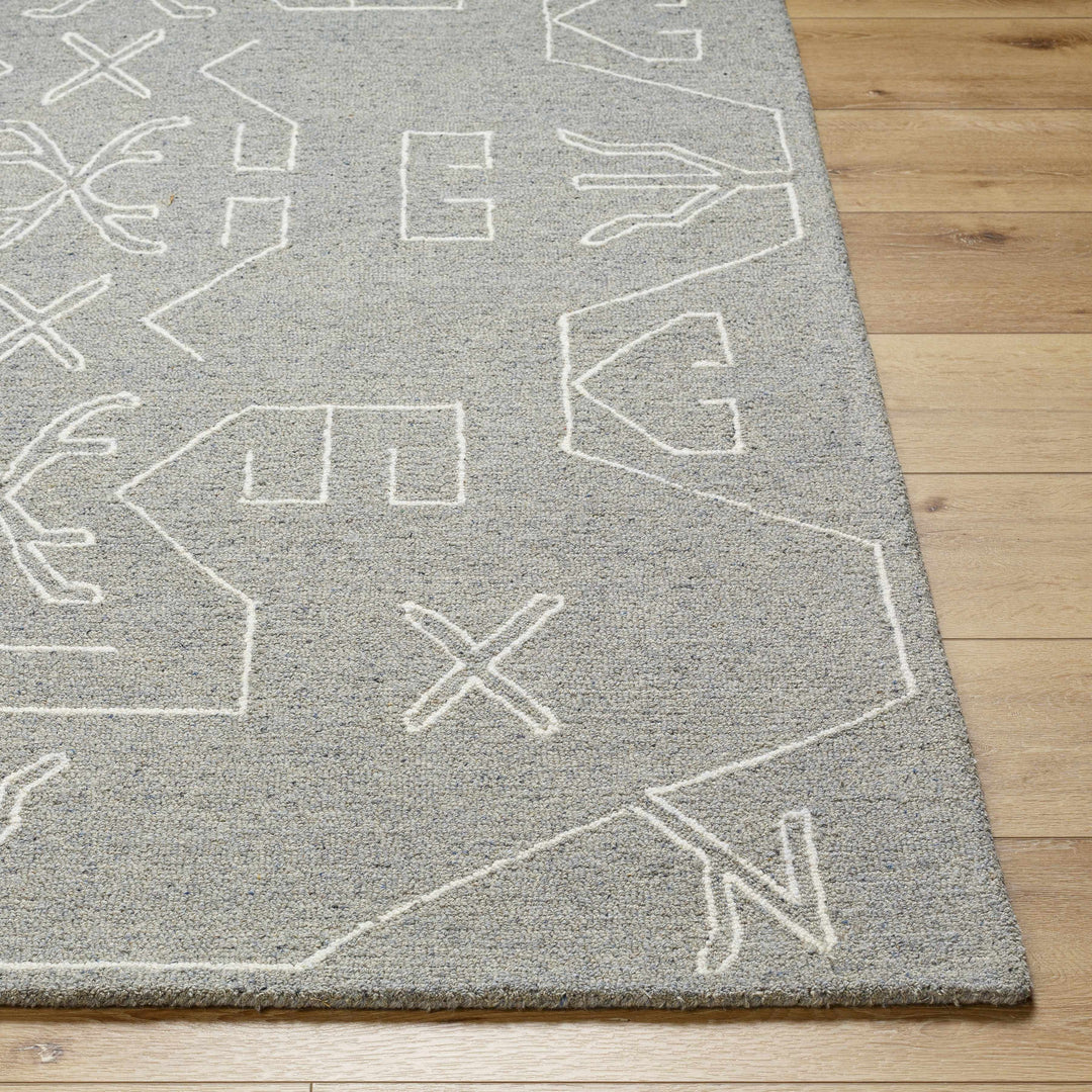 Duard Modern Style Gray Hand Tufted Wool Area Rug