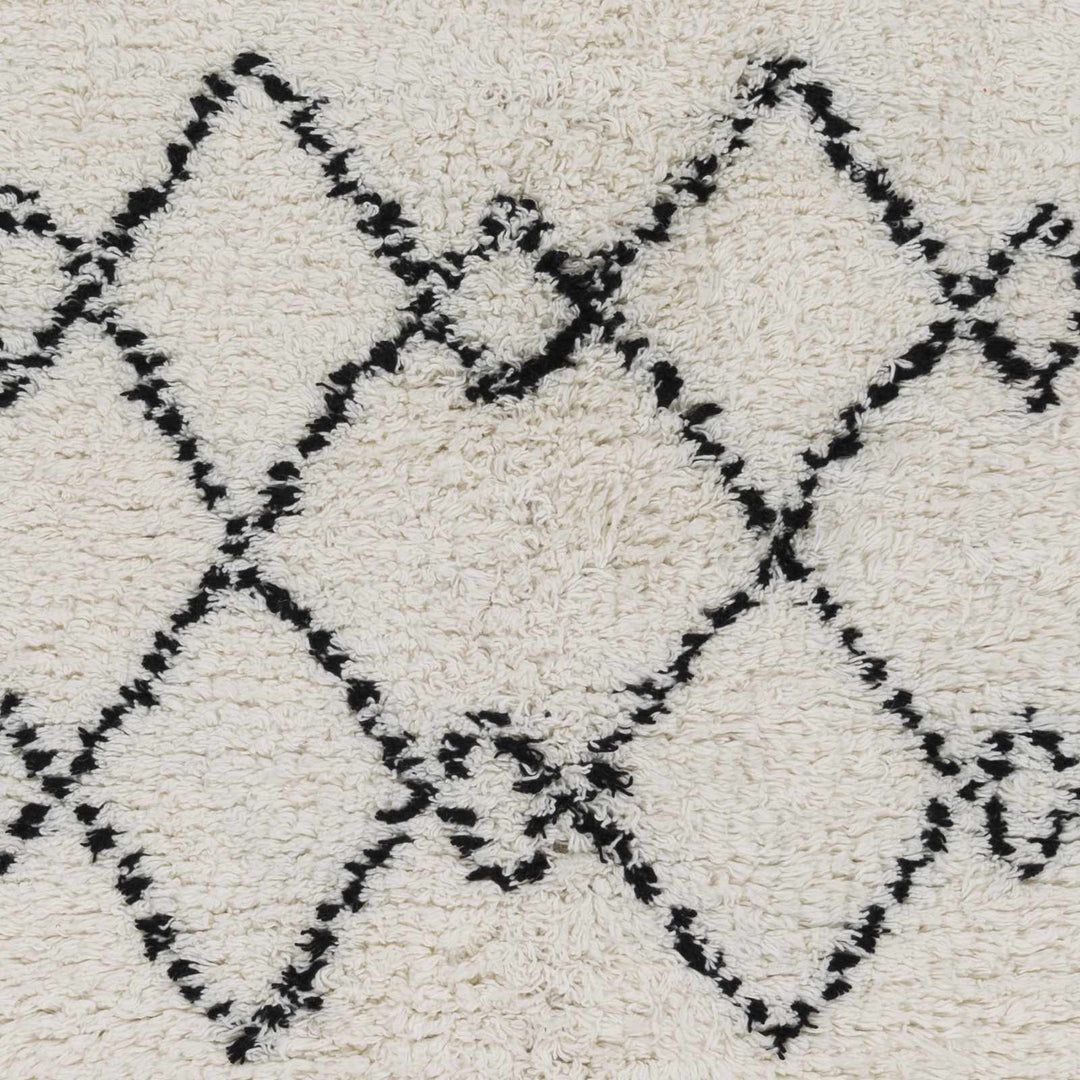Dukedom Ivory And Black Modern Geometrical Hand Woven Area Rug - The Rug Decor