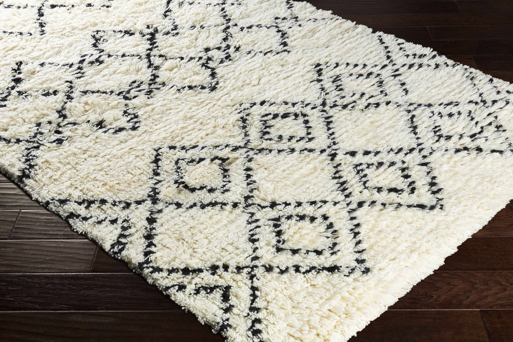 Dukedom Ivory And Black Modern Geometrical Hand Woven Area Rug - The Rug Decor