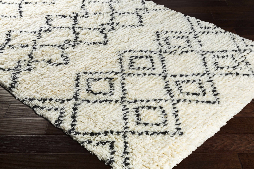 Dukedom Ivory And Black Modern Geometrical Hand Woven Area Rug - The Rug Decor