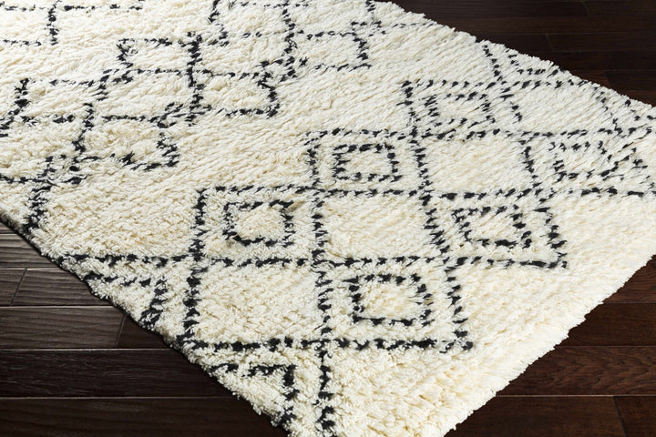 Dukedom Ivory And Black Modern Geometrical Hand Woven Area Rug - The Rug Decor