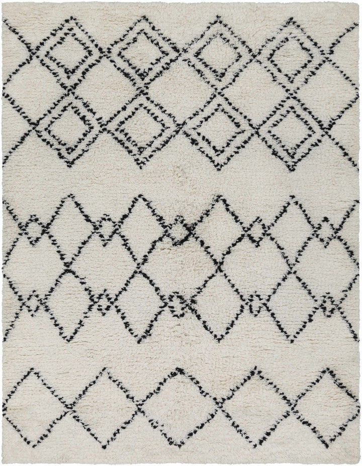 Dukedom Ivory And Black Modern Geometrical Hand Woven Area Rug - The Rug Decor