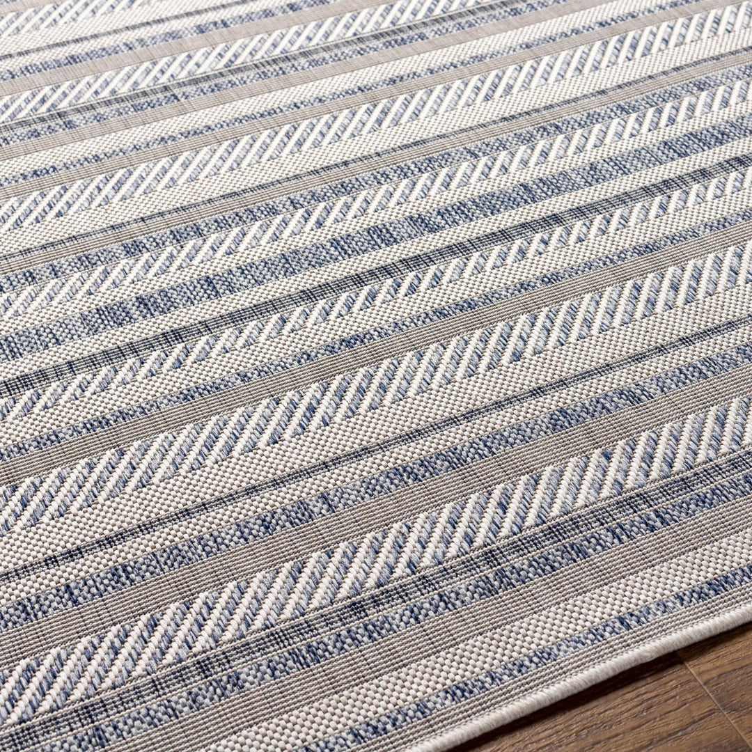 Dumalag Contemporary Style Blue And Beige Outdoor Rug - The Rug Decor
