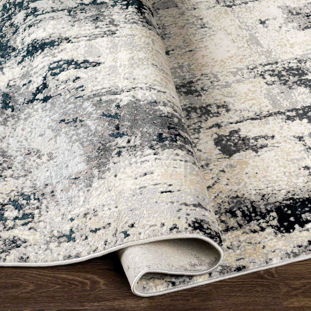 Dumangas Modern Abstract Design Ivory And Black Area Rug - The Rug Decor