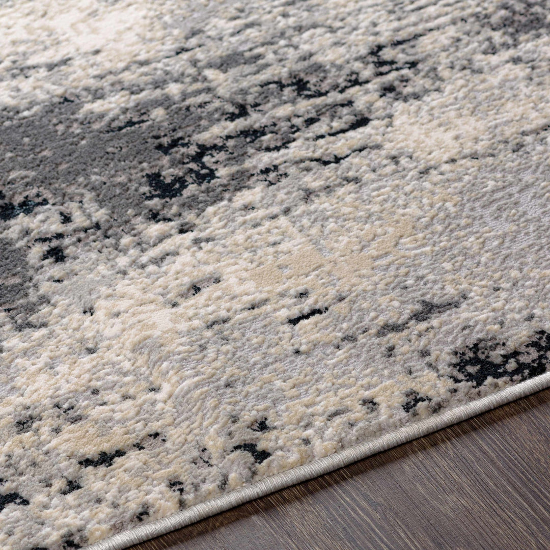 Dumangas Modern Abstract Design Ivory And Black Area Rug - The Rug Decor