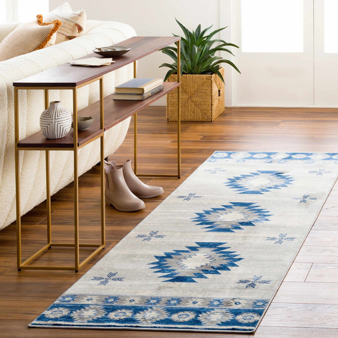 Dumfries Traditional Style Ivory And Blue Area Rug - The Rug Decor