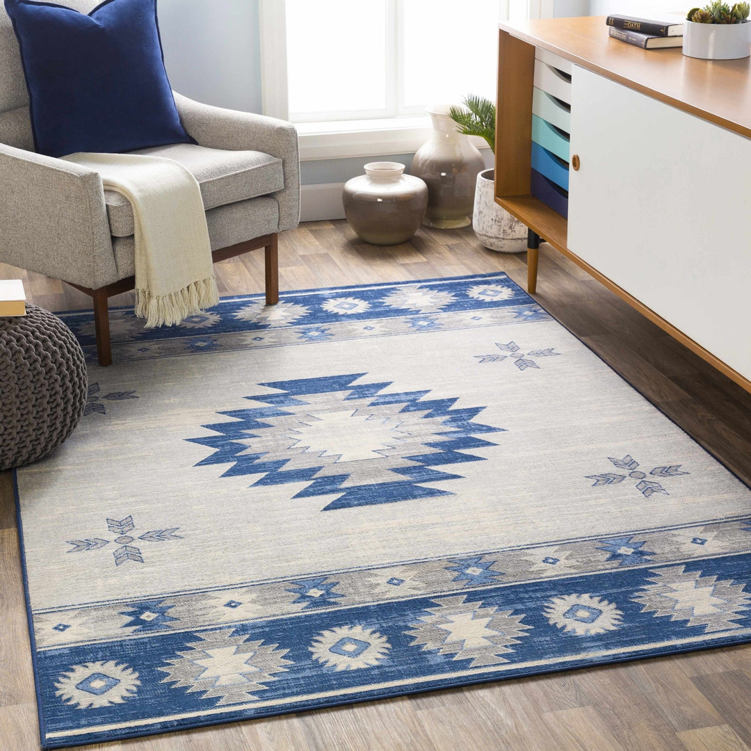 Dumfries Traditional Style Ivory And Blue Area Rug - The Rug Decor
