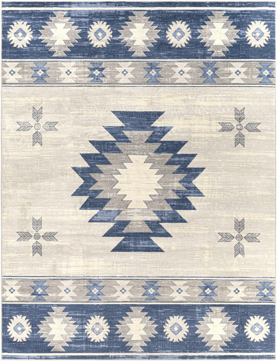 Dumfries Traditional Style Ivory And Blue Area Rug - The Rug Decor