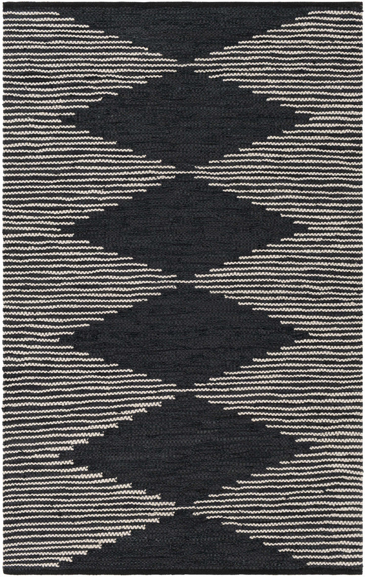 Duncraig Modern Geometrical Design Black Hand Woven Area Rug