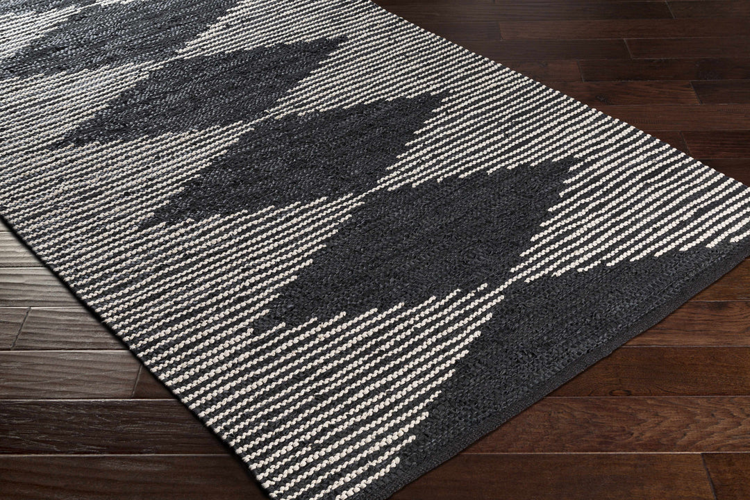 Duncraig Modern Geometrical Design Black Hand Woven Area Rug