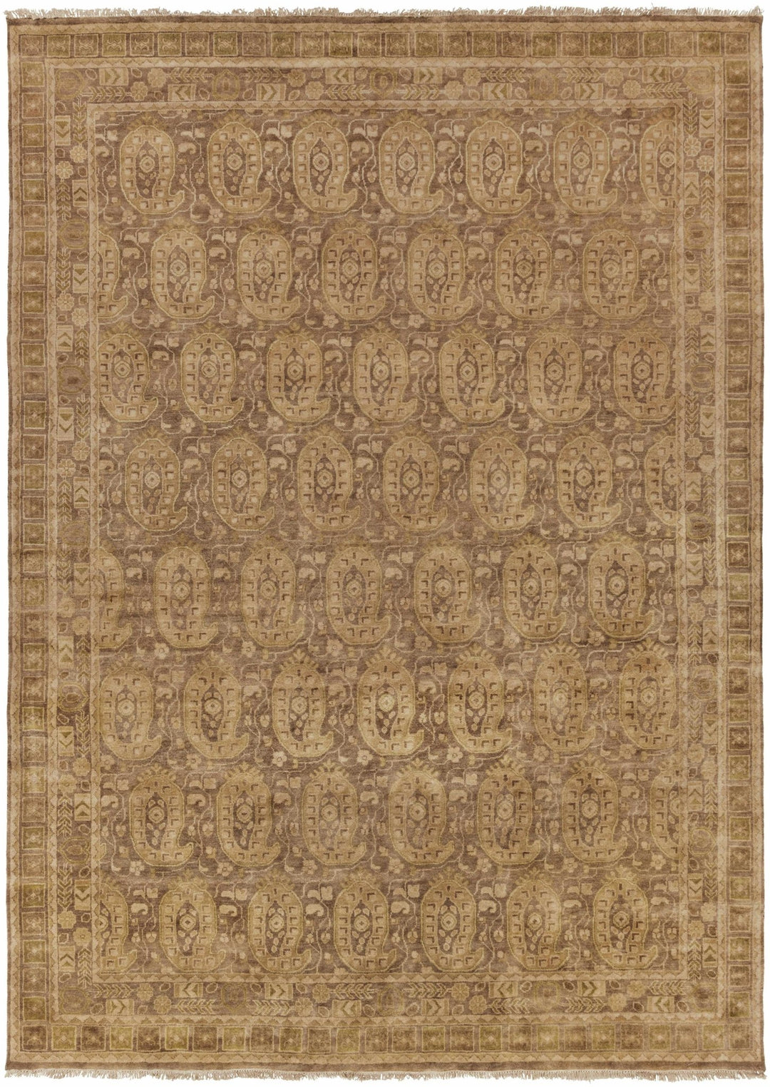 Dundonald Traditional Style Tan Hand Knotted Wool Area Rug - The Rug Decor