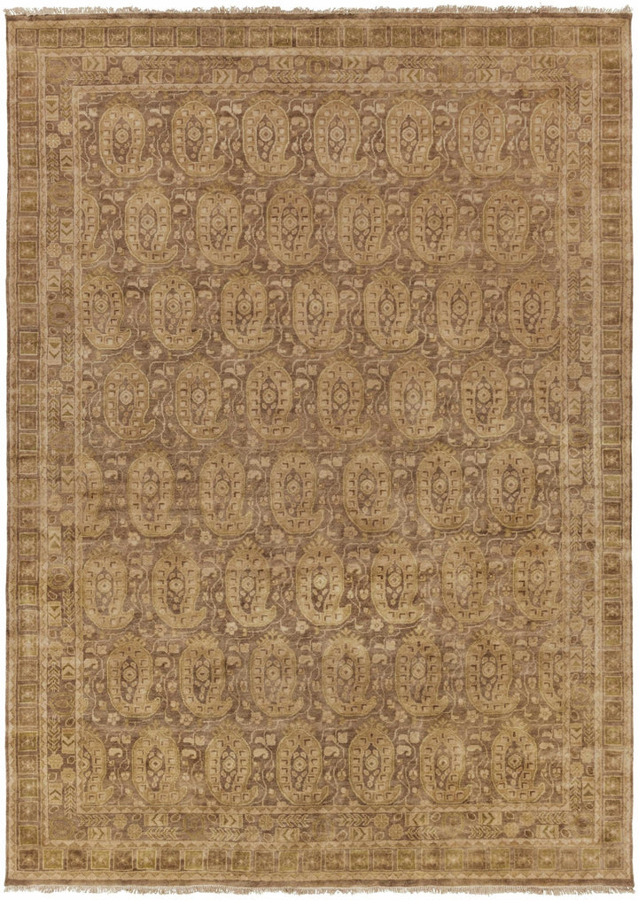 Dundonald Traditional Style Tan Hand Knotted Wool Area Rug - The Rug Decor