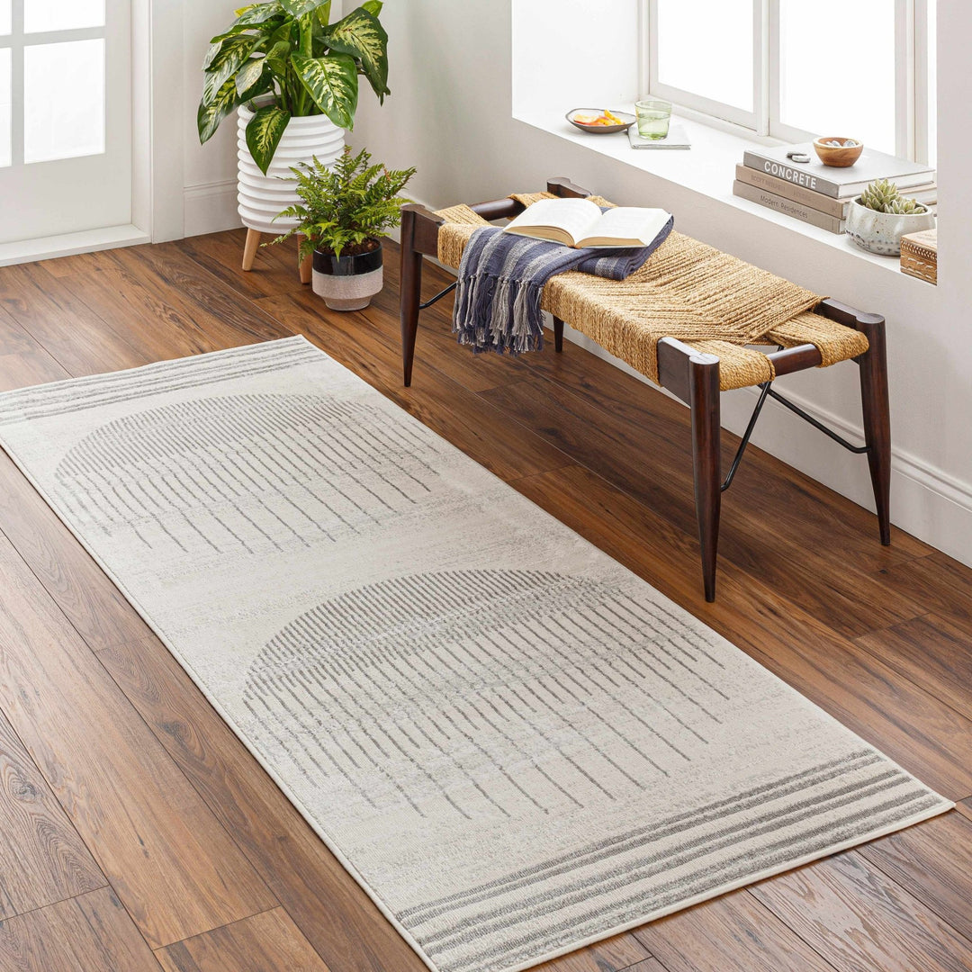 Dung Contemporary Geometrical Gray And Ivory Rug - The Rug Decor