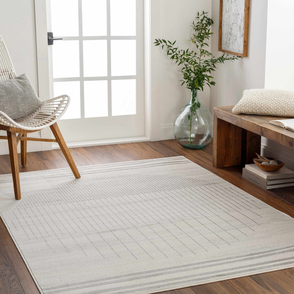 Dung Contemporary Geometrical Gray And Ivory Rug - The Rug Decor