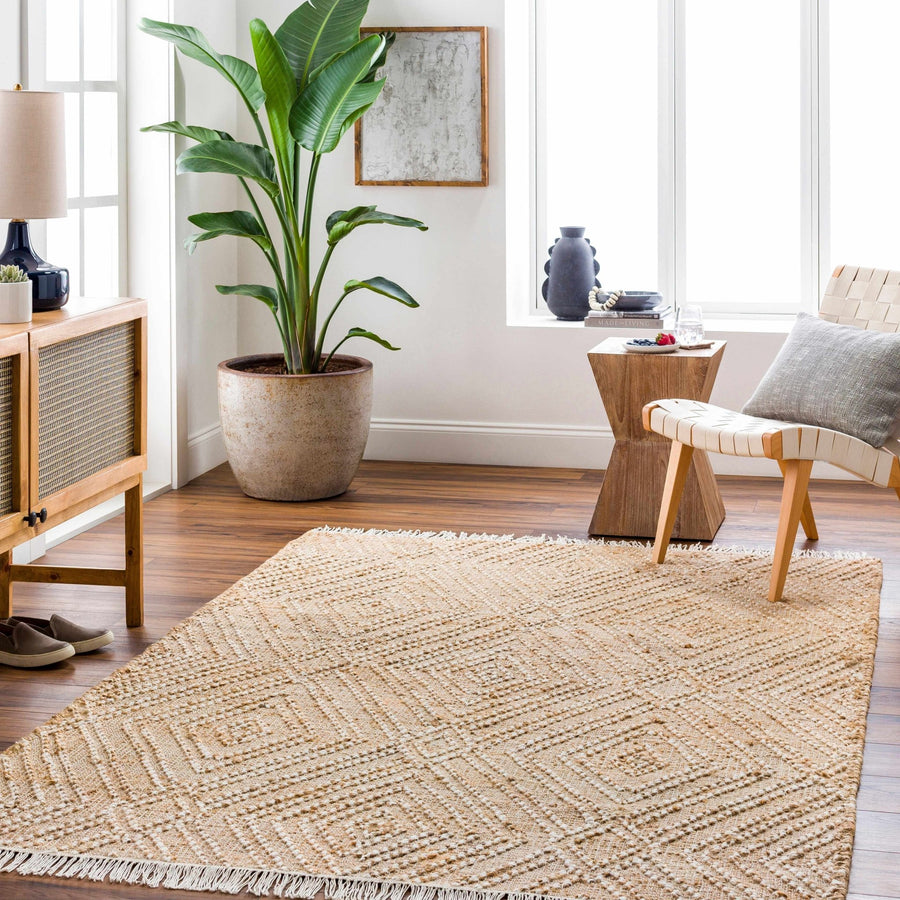 Dunne Contemporary Geometrical Beige And Ivory Rug - The Rug Decor
