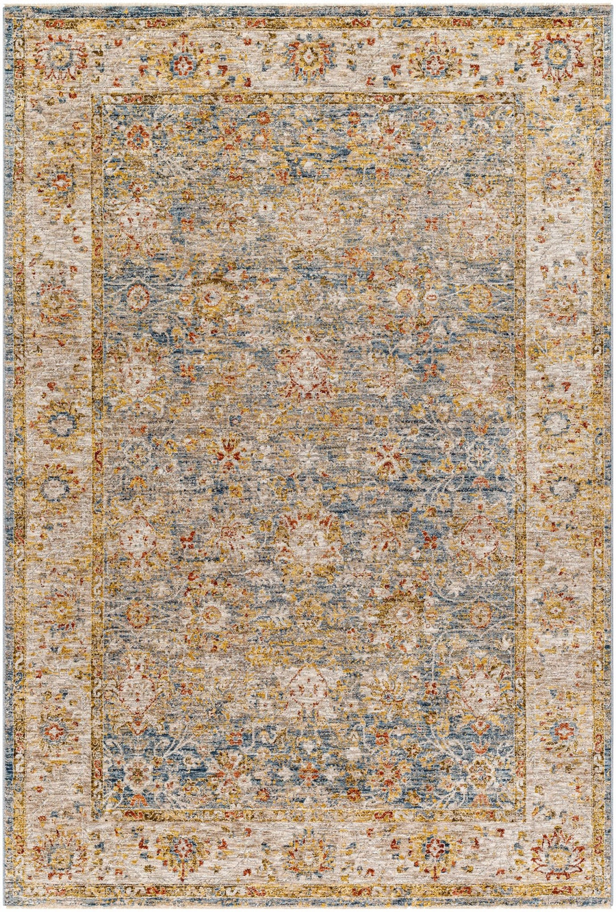 Duong Traditional Style Beige & Blue Area Rug - The Rug Decor