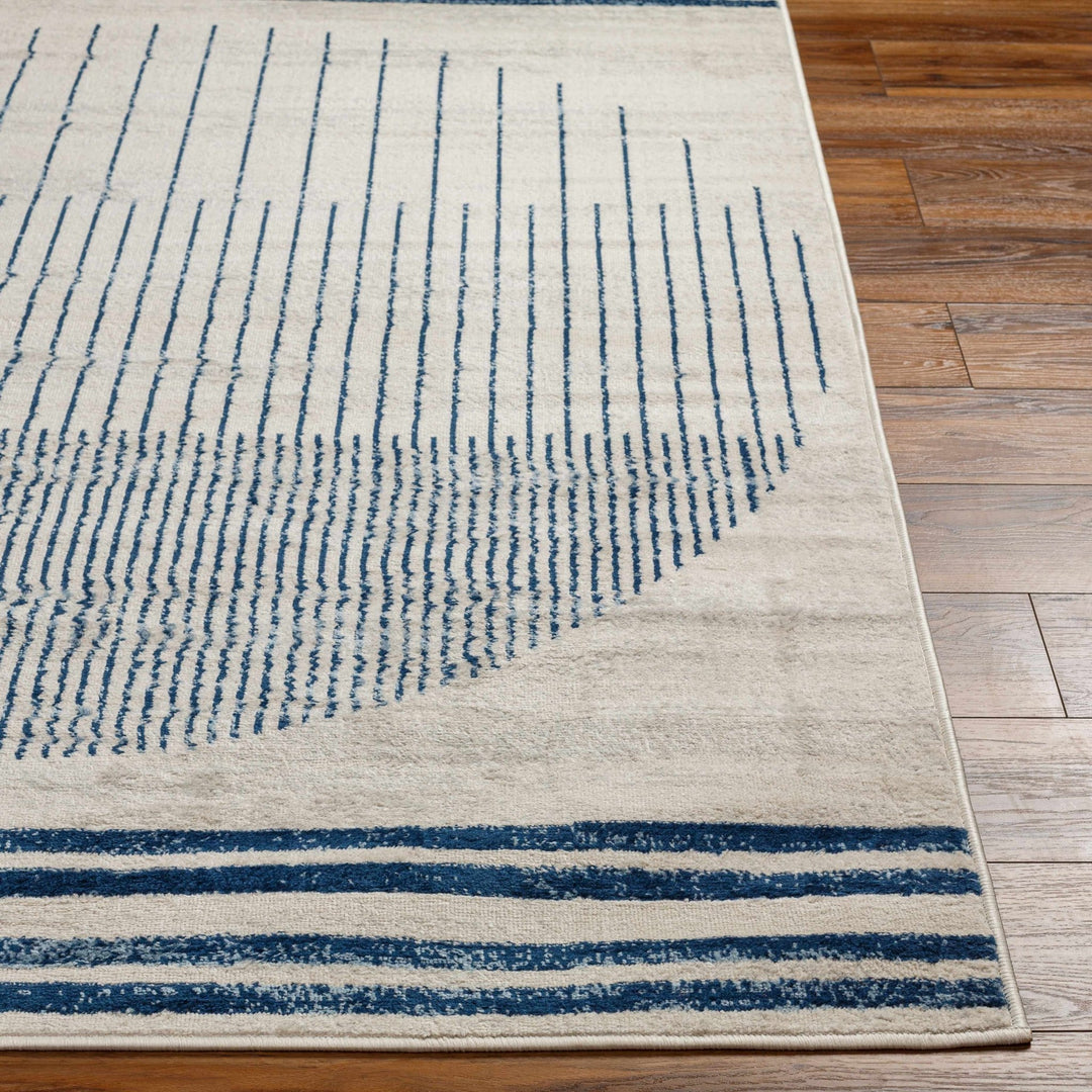 Duri Contemporary Style Cream And Navy Area Rug - The Rug Decor