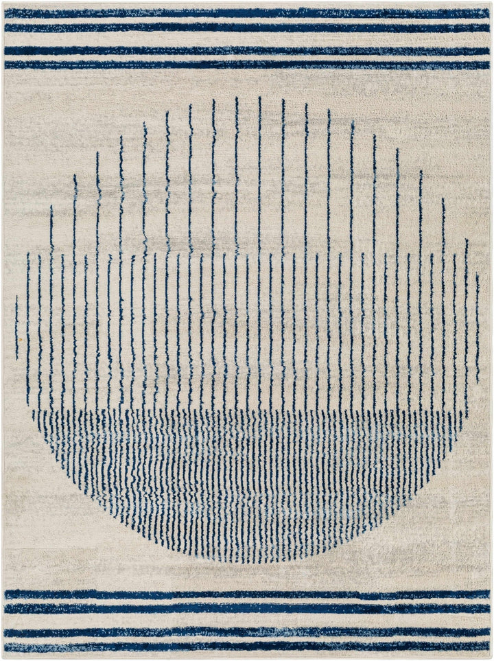 Duri Contemporary Style Cream And Navy Area Rug - The Rug Decor