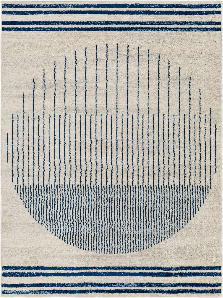 Duri Contemporary Style Cream And Navy Area Rug - The Rug Decor