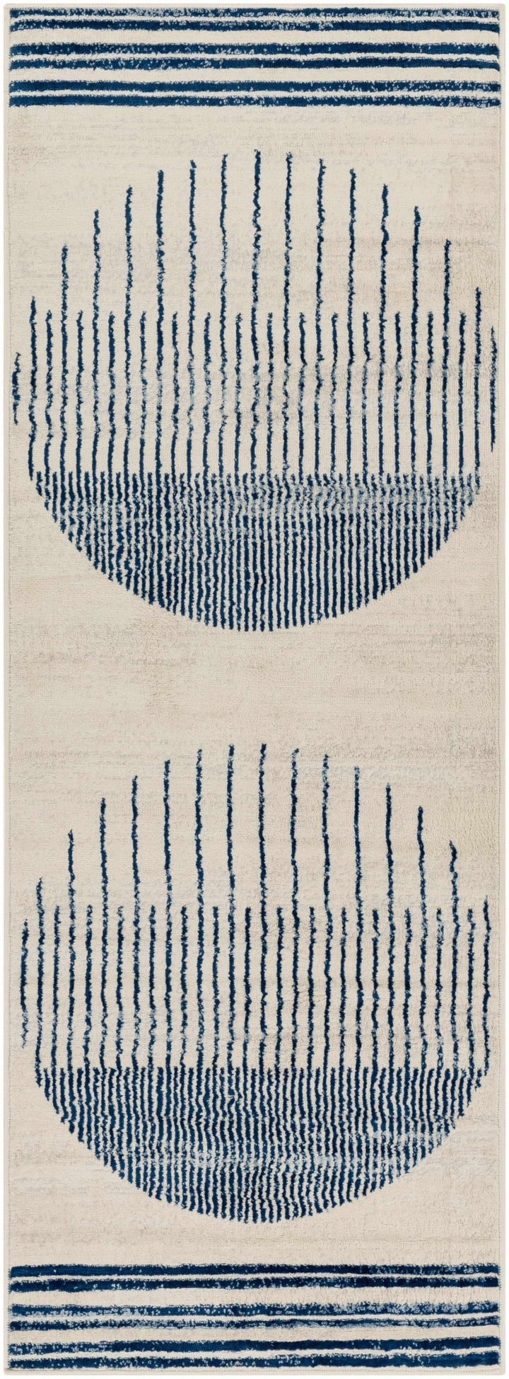 Duri Contemporary Style Cream And Navy Area Rug - The Rug Decor
