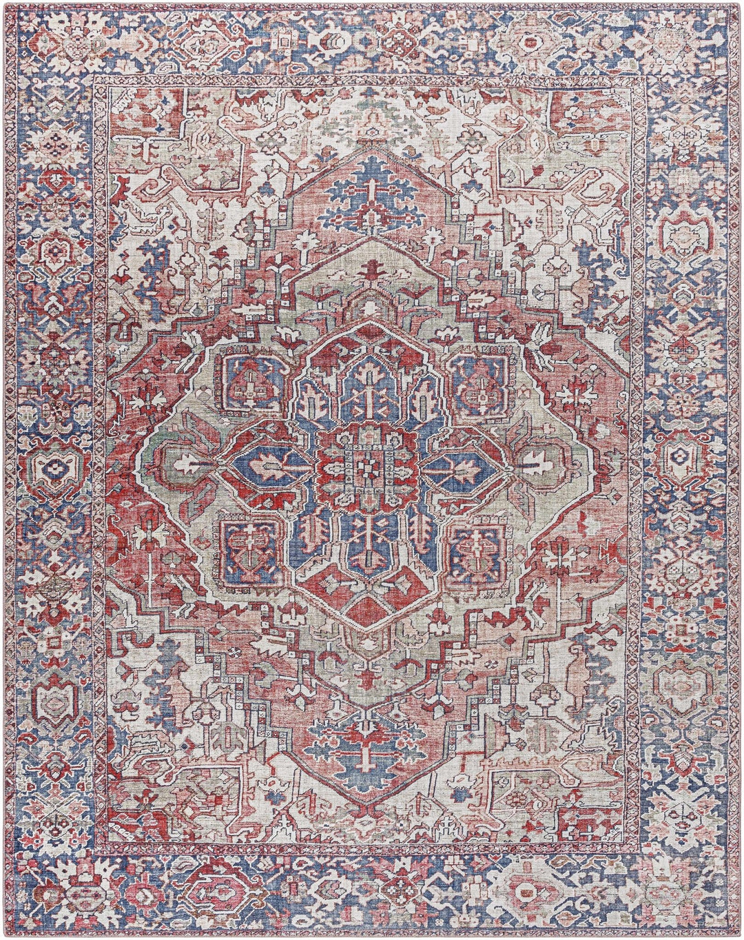 Dursunlu Red And Black Traditional Serapi Design Blush Area Rug - The Rug Decor