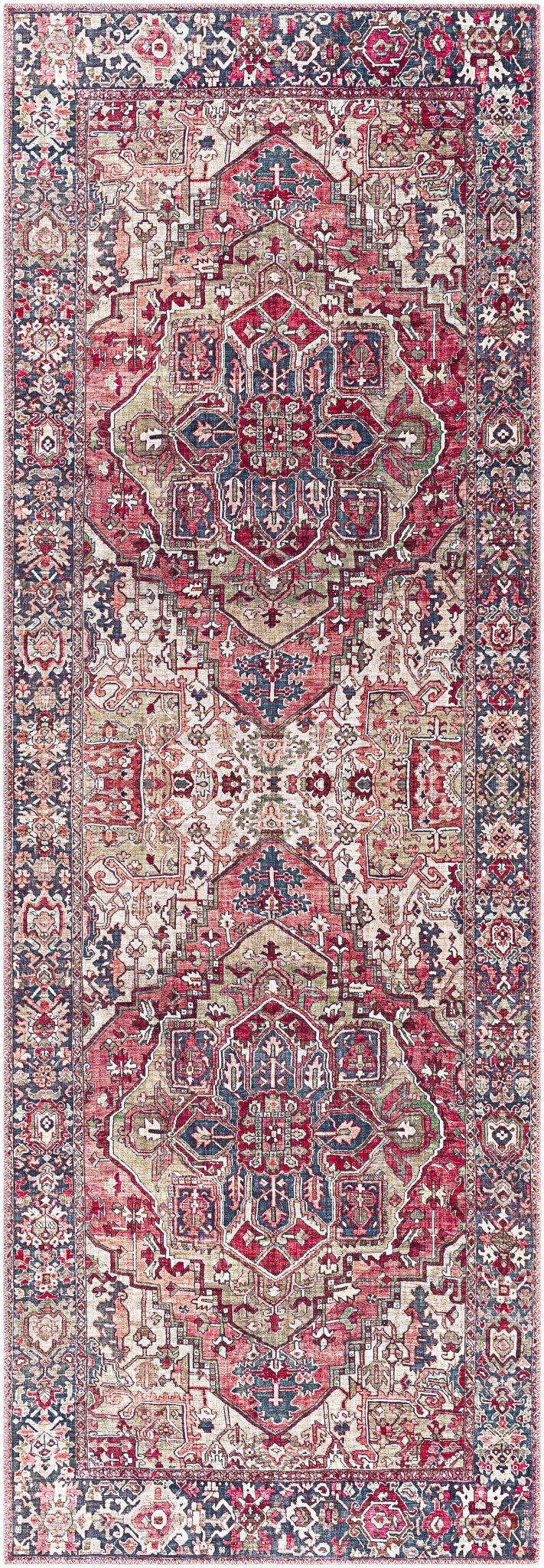 Dursunlu Red And Black Traditional Serapi Design Blush Area Rug - The Rug Decor
