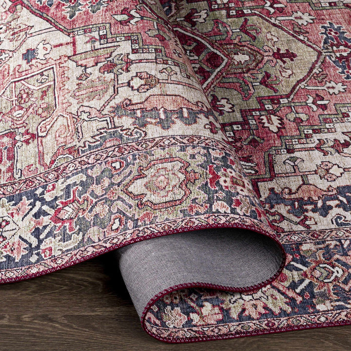 Dursunlu Red And Black Traditional Serapi Design Blush Area Rug - The Rug Decor