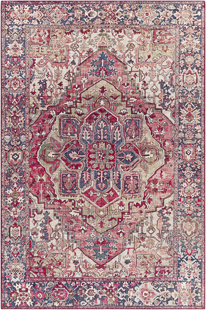 Dursunlu Red And Black Traditional Serapi Design Blush Area Rug - The Rug Decor