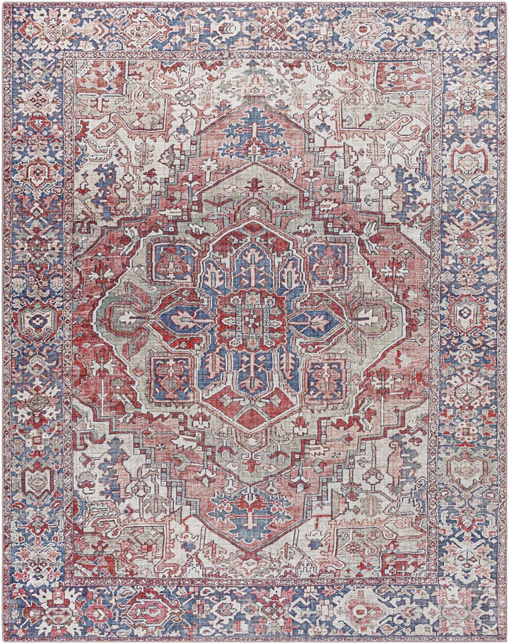 Dursunlu Red And Black Traditional Serapi Design Blush Area Rug - The Rug Decor