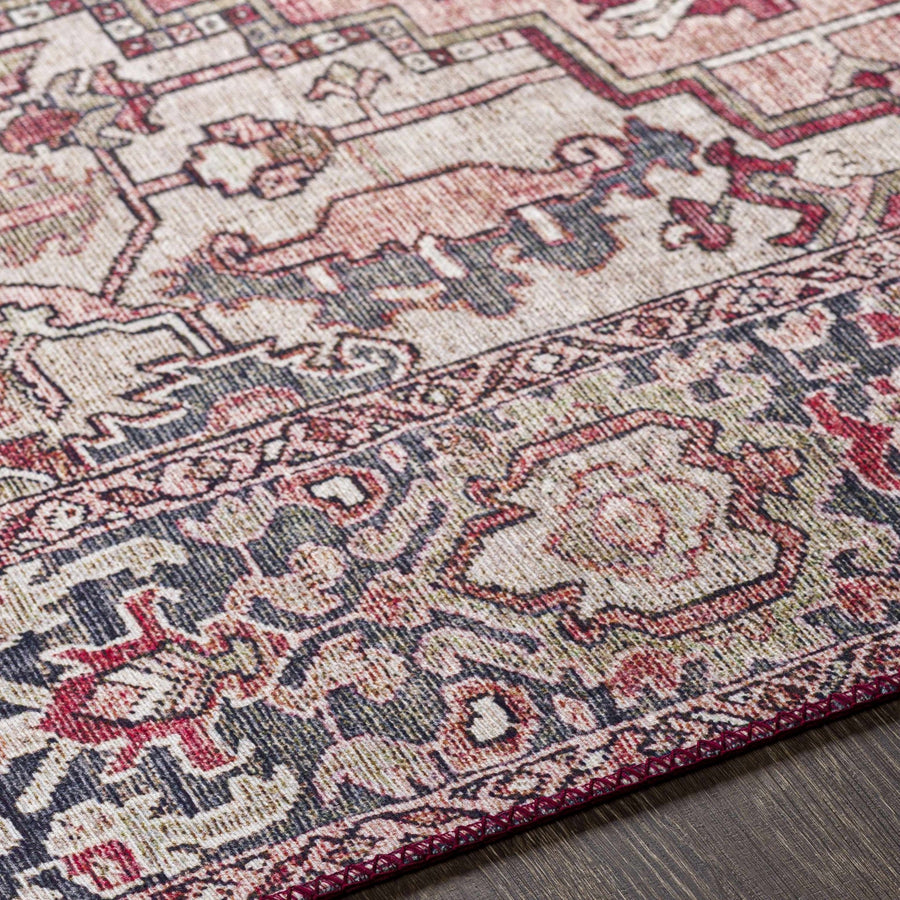 Dursunlu Red And Black Traditional Serapi Design Blush Area Rug - The Rug Decor