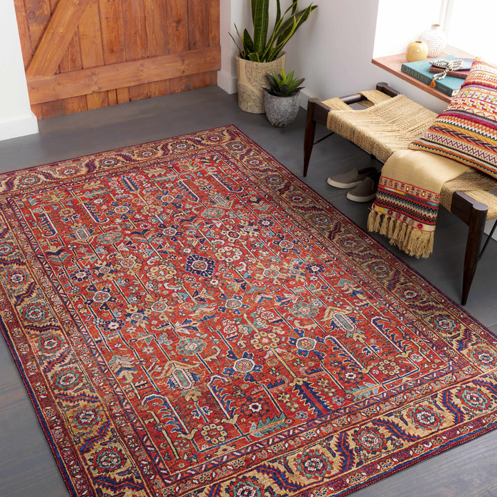 Edwardsburg Traditional Tribal Design Red And Blue Area Rug