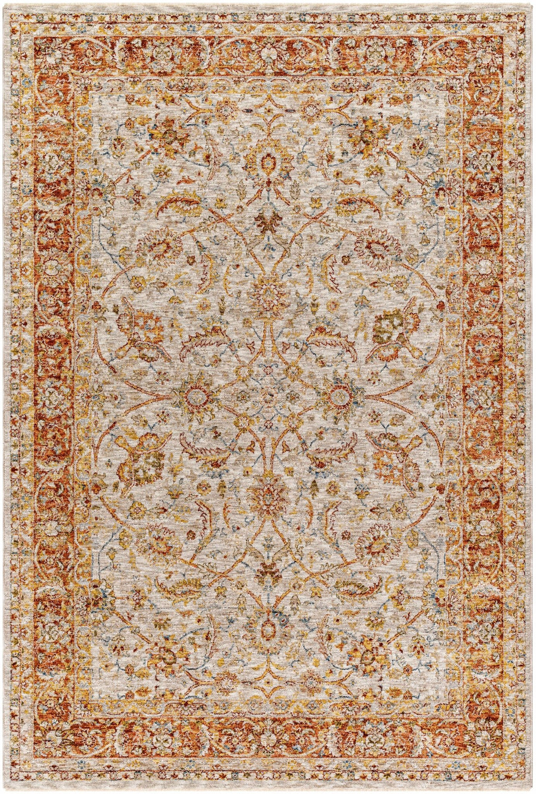 Dyan Traditional Style Rust And Beige Rug with Fringes - The Rug Decor